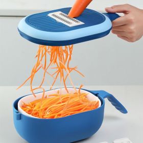 Multi Purpose Vegetables Cutter Slicer Grater Colander Mandoline (Color: Blue)